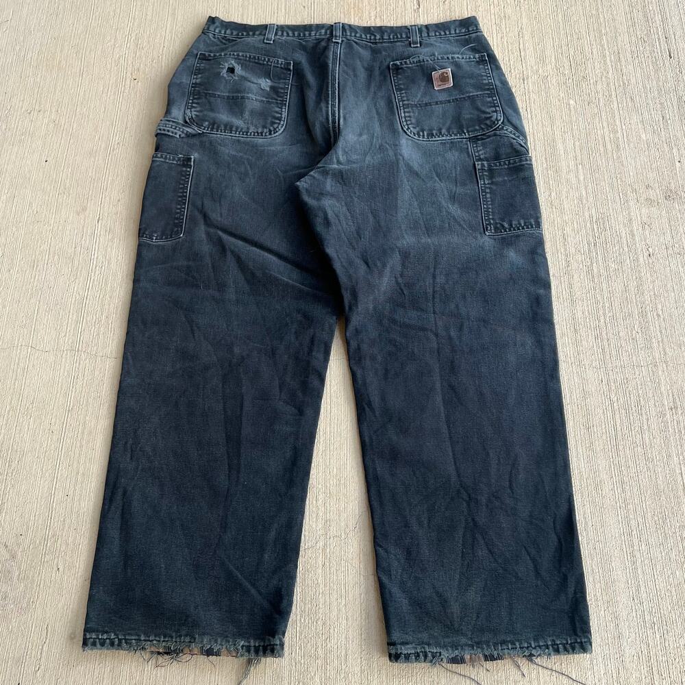 Carhartt faded black flannel lined work wear carpenter pants